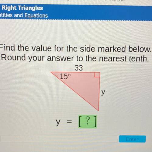 Find the value for the side marked below.
Round your answer to the nearest tenth.