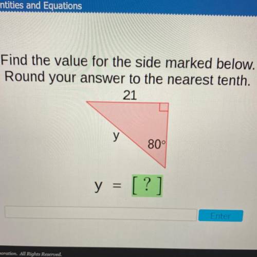 Find the value for the side marked below.

Round your answer to the nearest tenth.
Somebody please