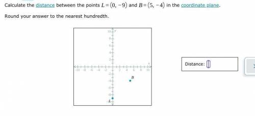 Calculate distance between the points. Round to the nearest hundredth.