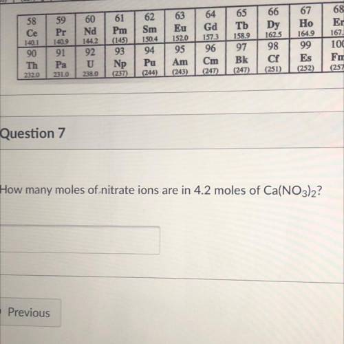 How many moles of nitrate are in 4.2 moles of ca(no3)2