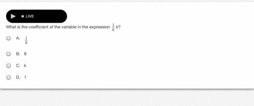 What is the coefficient of the variable in the expression 1/8k