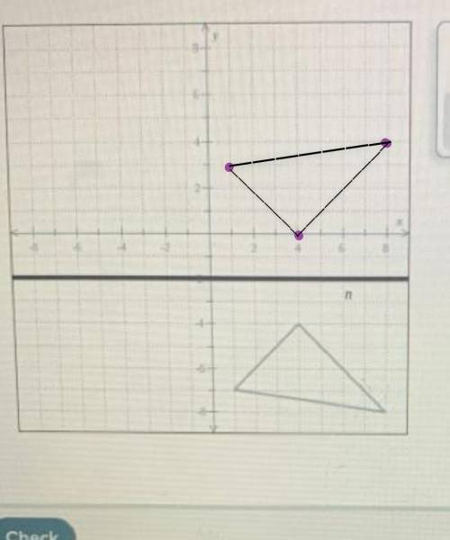 Draw the reflection of the following triangle over the line n.