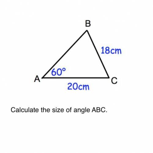 Calculate the size of angle ABC.