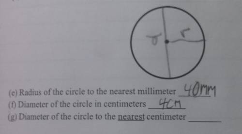 What is the Diameter of the circle to the nearest centimeter?