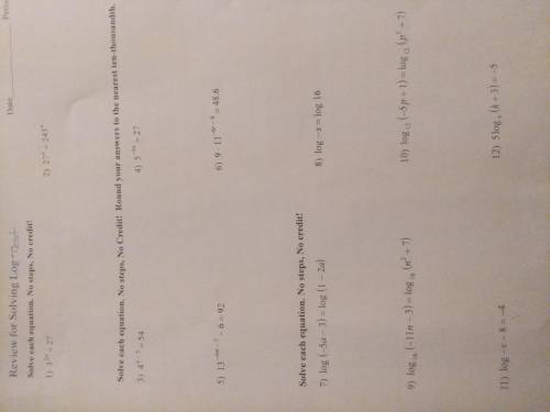 Need help with logarithms and need steps