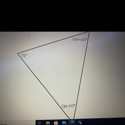 The measures of the angles of a triangle are shown in the figure below.

Find the measure of the s