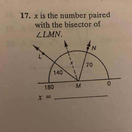 X is the number paired with the bisector of angle LMN. X = ?