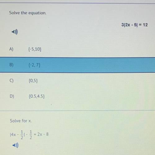Solve the equation 3|2x-5|=12