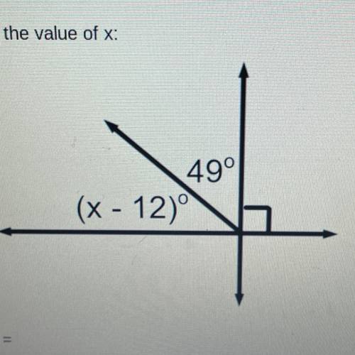 PLEASE HELP DUE TONIGHT 
find the value of x