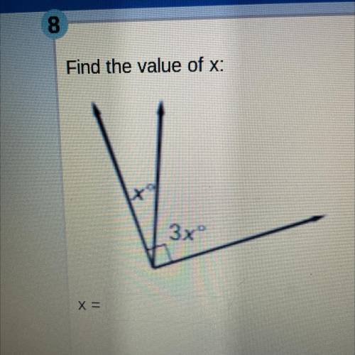 DUE TONIGHT HELP 
find the value of x