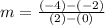 m= \frac{(-4) - (-2)}{(2) - (0)}