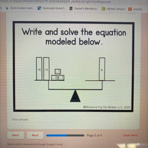 Write and solve the equation modeled below