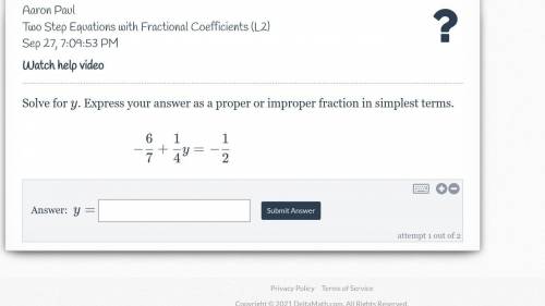 Solve for y. Express your answer as a proper or improper fraction in simplest terms.