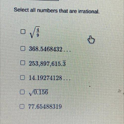 Select all numbers that are irrational.