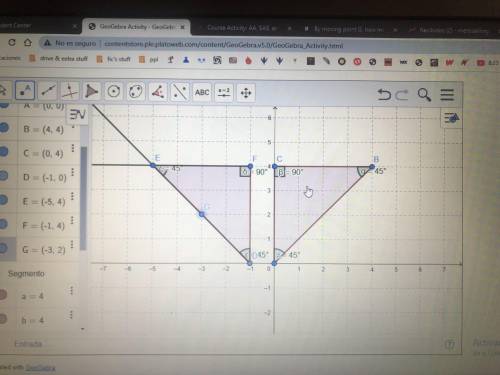 In GeoGebra, label the measures of the three angles on ∆DEF. Then move point G around the coordinat