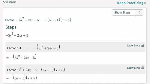 How do i factor -5x^2-24x+5