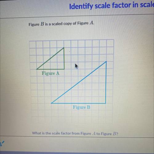 Figure B is scaled copy of Figure A.

igure
Figure B
What is the scale factor from Figure A to Fig