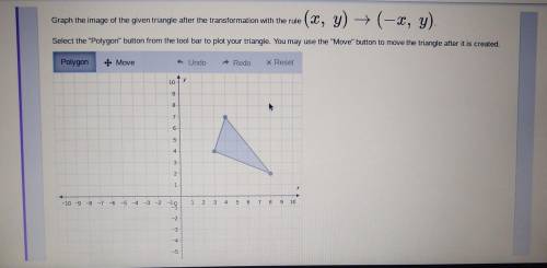 (x, y) +(-x, (-x, y). Graph the image of the given triangle after the transformation with the rule