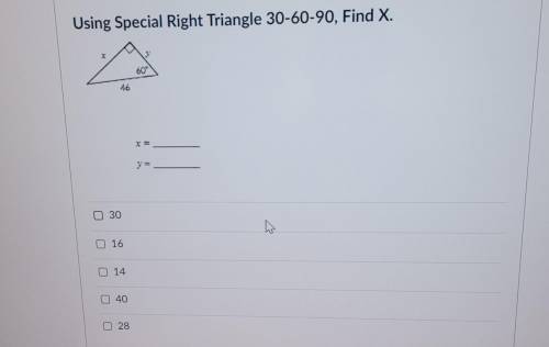Using 30-60-90, find X