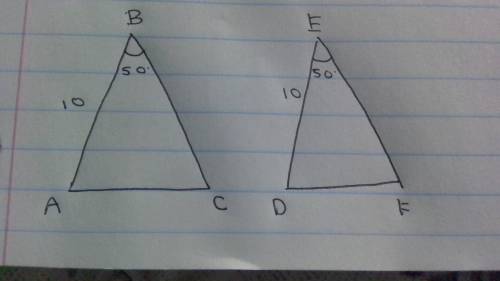 Please help me no links

what else would need to be congruent to show that ΔABC ≅Δ DEF by ASA ?A.