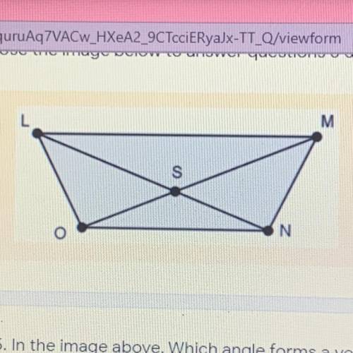 5. In the image above, Which angle forms a vertical pair with
1 point