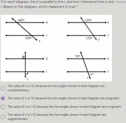 The question in the attachment, It is about A1 Parallel Lines Cut with a Transversal.

I will give