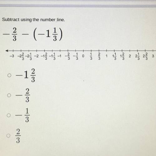 Please help. Subtract using the number line. -2/3 - (-1 1/3)