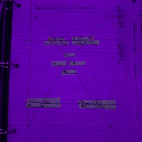 How to do parallel lines cut by a transversal *I need help quickly!!!*