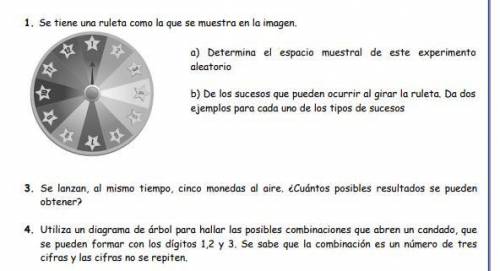 ¡Help me pls!

a) Determine the sample space of this experiment
random
b) Of the events that can o