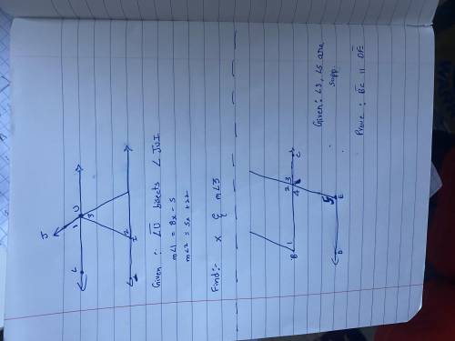 please HELP QUICK! Solve the first problem by finding x and measure of angle . 2nd problem is state