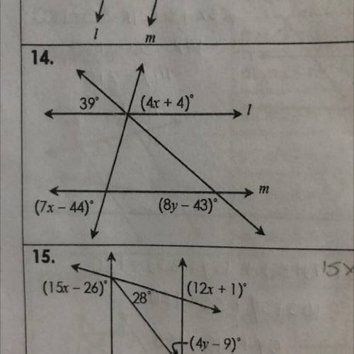 If L ll M, classify the mark angle pair and give their relationship, then solve for x