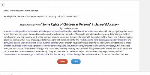 Which phrase best states the author’s opinion on assisting children’s development?

adapted excerp
