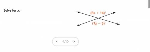 Solve for X (6x+14)° (7x-5)°