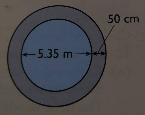 7 Here is a circular pond, surrounded by a path Calculate the area of (a) the pond (b) the path. Gi