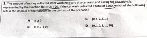 Help!!! (no links please)

the amount of money collected after washing X cars at a car wash in ask