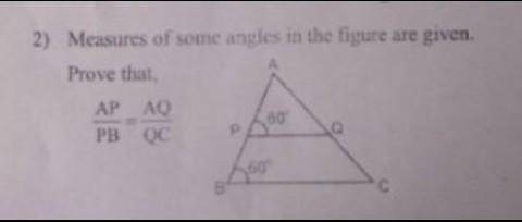 Measure of the some angles in the figure are given.Prove that,AP/AB = AQ/QC