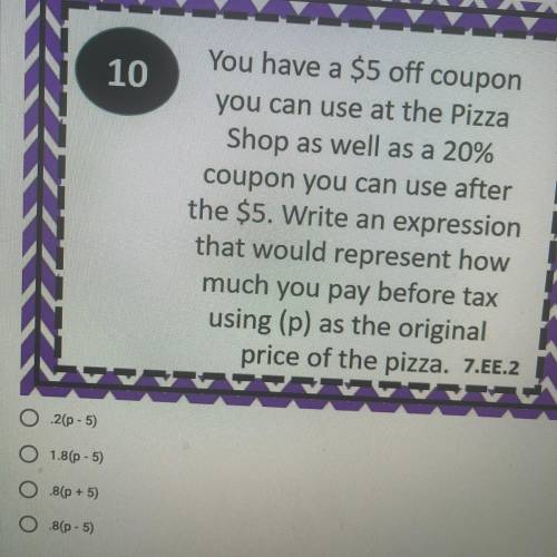1

You have a $5 off coupon
you can use at the Pizza
Shop as well as a 20%
coupon you can use afte
