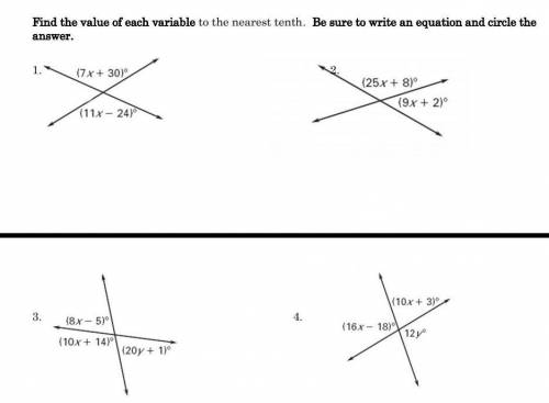 Find the value of each variable to the nearest 10th. Be sure to write an equation and circle the an
