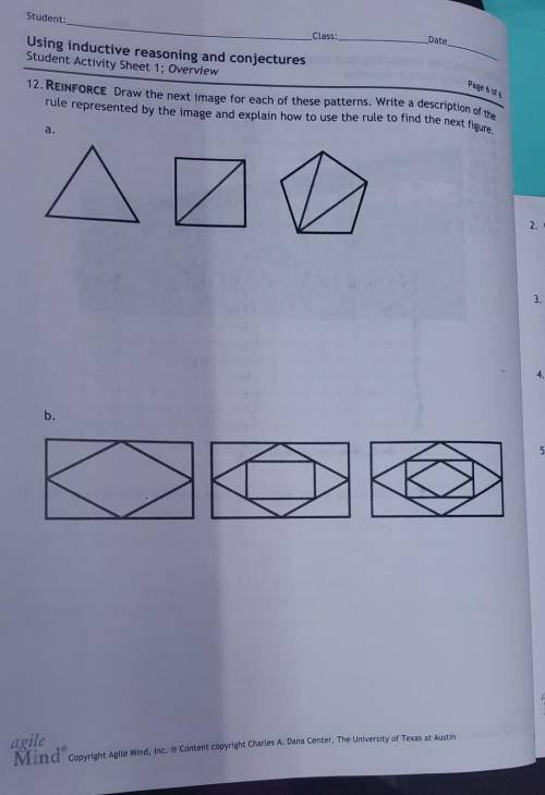 Draw the next image for each of these patterns. Write a description of the rule represented by the