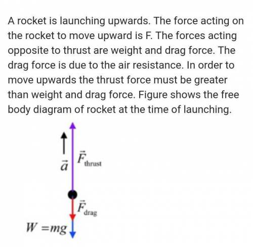 A rocket is being launched straight up. Air resistance is not negligible.