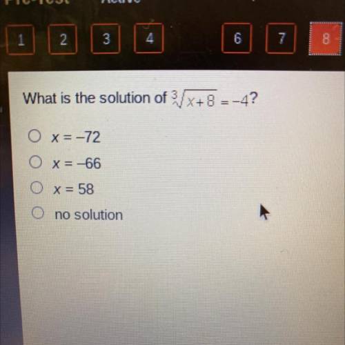 What is the solution of 3√x+8=-4