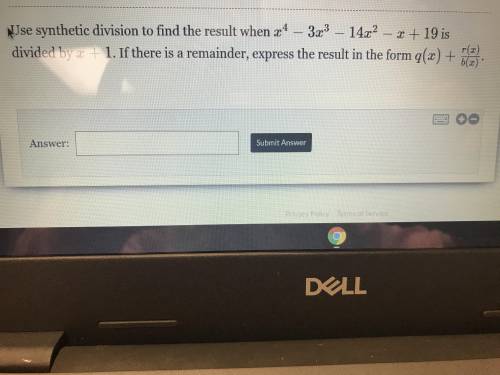 Use synthetic division to find the result help please