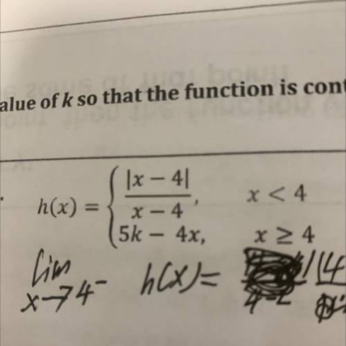 use the definition of countinuity to find the value of k so that the function is continuous for all