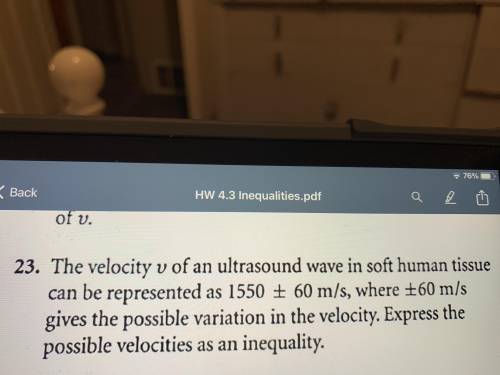 the velocity, v, of an ultrasound wave in a soft human tissue can be represented as 1550+_ 60m/s, w