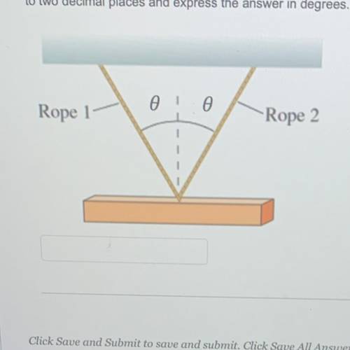 QUESTION 10

A construction crew would like to support a 892 kg steel beam with two angled ropes a