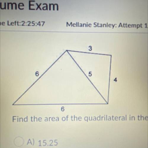 Find the area of the quadrilateral in the figure.