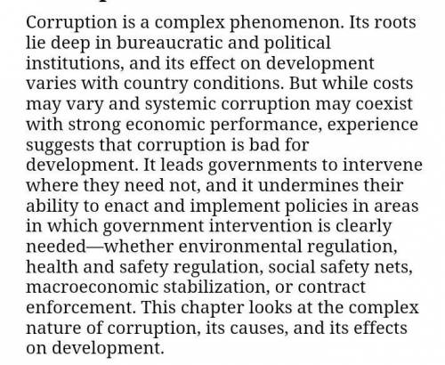 Can corruption ever benefit a country? Explain your answer.