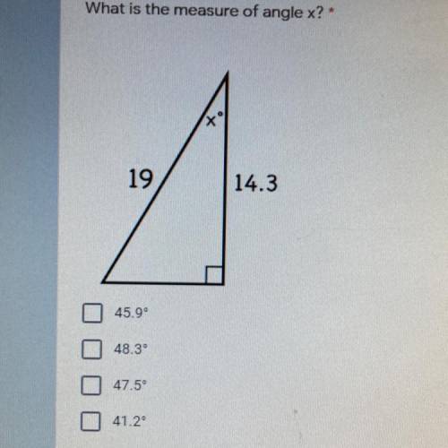 What is the measure of angle x?
(Pre-cal)