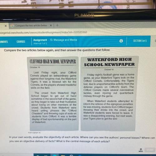 Compare the two articles below again, and then answer the questions that follow.

CLIFFORD HIGH SC