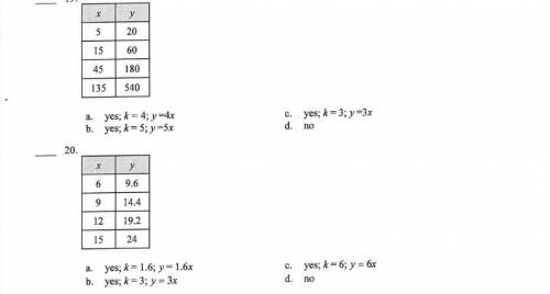 help Determine whether y varies directly with x. If so find the constant of variation k and write t